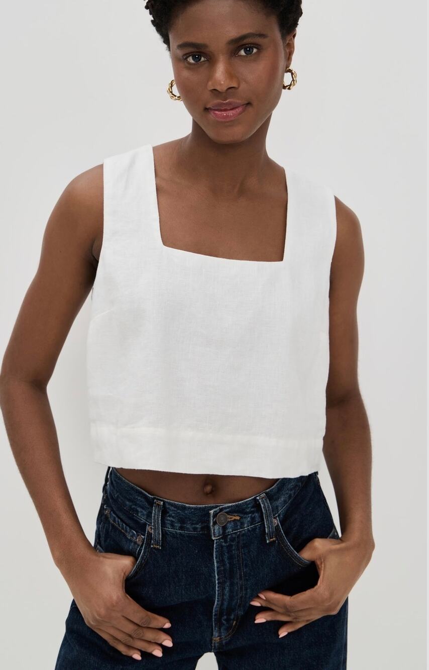 Rails Square Neck Crop Top in White M